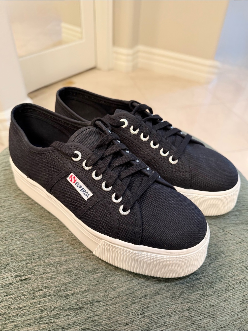 Superga 2790 Acotw Platform Sneakers Black Canvas EU 39 US 8